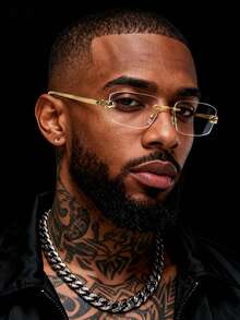 1 Pair Men's Frameless Vintage Transparent Glasses, Casual & Fashionable, Suitable For Daily Reading, Commuting, Beach Leisure, Retro Y2K Basic Style, Business & Casual Gift Choice. - Clear - View 3