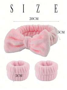16pcs Bowknot Coral Fleece Headband Set For Washing Face, Cute Headband, Wrist Band And Plush Hair Tie With Flower Hair Clip For Women Accessories Home Bathroom Decor Fall Decor Back To School Hair - Multicolor - View 5
