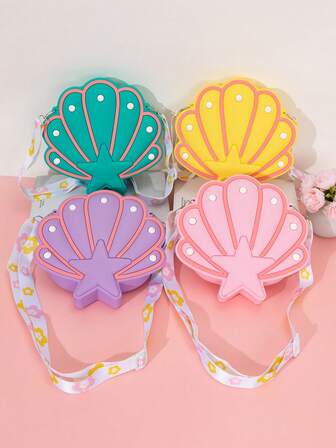 1个特大号贝壳形硅胶拉链斜挎包，适合外出、生日礼物、节日礼物