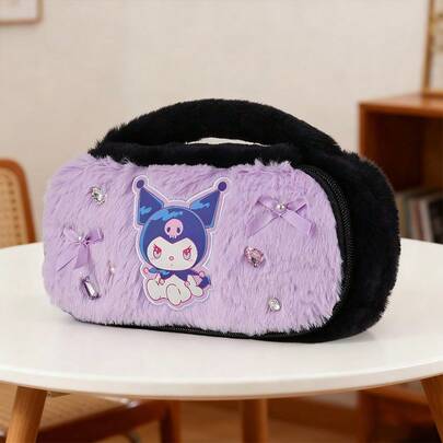  Bolsa de maquillaje con brillo de Kuromi de Sanrio Miniso para fiesta, estuche de cosméticos organizador de Sanrio para niñas, neceser de viaje brillante, estuche de joyería y baratijas lindo