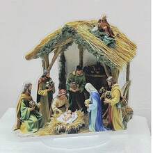 Panneau acrylique de scène de Noël traditionnelle - Décoration de crèche de bureau pour la maison, le bureau et le café - Ornement de style bohème résistant aux intempéries pour les fêtes - Idée de cadeau unique