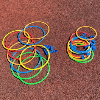 儿童跳圈玩具，锻炼身体和感官，跳绳和投掷圈游戏 - 室内/室外趣味游戏，平衡和敏捷性训练玩具，混合颜色，适合户外运动和亲子互动早教玩具