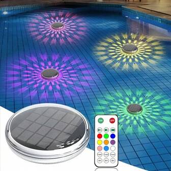 1 pieza Luces solares LED de colores para piscina IP65 a prueba de agua con 3 temporizadores y 9 modos de iluminación, lámpara flotante para decoración de jardín, piscina y fiestas