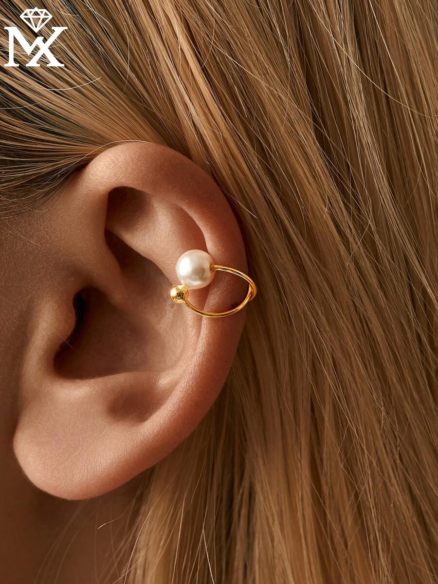 1 Par de Brincos de Pérola de Água Doce em Prata 925, Design de Linha Minimalista, Brincos Personalizados para Orelhas Não Perfuradas, Acessórios Boutique Únicos, Presente para Namorada, Melhor Amiga