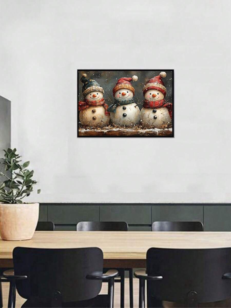 1 Stück DIY Diamantmalerei - 3 Schneemänner, Heimdekoration, Vollbohrung, 40X30CM/50X40CM