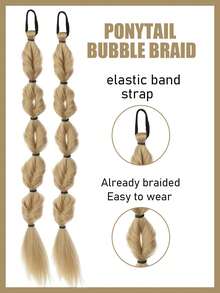 2pcs 20 Inch Ponytail Wig Female Bubble Braid Natural Dye Twist Braid Tie-Up Dreadlocks1 Double Ponytail Lantern Braid - Multicolor - View 5