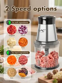 LAC Food Processor 4 Cup,Meat Grinder With 2 Bowls,Electric Food Chopper,Powerful Motor 2 Speed & 4 Blades For Baby Food,Meat,Onion,Vegetables,Fruits - EU C Type Plug(220-240V) - View 7