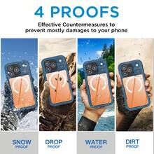IP68 Waterproof Case For Phone 17 Pro Max/Phone 17 Pro/Phone 17/Phone Air Cover Magnetic Shockproof Heavy Duty Full Body Protective Built-In Screen Protector Dustproof Underwater Case - 水鴨藍 - 查看 7