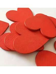 100pcs Red Wooden Heart Decoration, Romantic Valentine's Day And Wedding Decoration, DIY Holiday Decoration, Suitable For Parties And Celebrations, Romantic Atmosphere - Elegant Heart-Shaped Decoration - Wooden Heart Craft, Table Centerpiece. - Multicolor - View 8