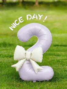 2个40英寸特大号奶油紫色数字铝箔气球，配奶油白色蝴蝶结，适合生日派对装饰、周年庆典等场合。 - 淺紫色 - 查看 5