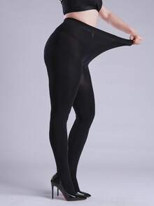 1pc Women's 80g/90g Apricot/Black Winter Fashionable Minimalist Pantyhose Thick Tights