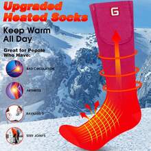 Calcetines calefactados para mujer, color rosa, recargable, calentadores de esquí para 10 horas de calor, lavable para invierno, calentador de pies de algodón para esquí, senderismo - 1 - Ver 6