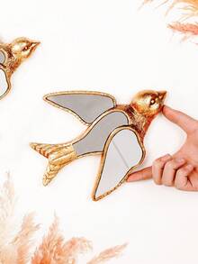 1 pieza Estatua de golondrina dorada para decoración del hogar, material de resina con diseño de superficie espejada, ideal para coleccionistas de aves, decoración colgante creativa para el hogar, fiestas y museos de insectos - Dorado - Ver 11