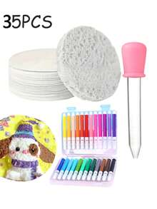 35pcs 3D Sponge Drawing Board Paper, Water-Storing Brush Set Included, Foam Expansion Art & Craft Paper, Foam-Textured Blank Drawing Paper, Handmade DIY Materials, Craft Art Supplies, Creative Painting Tools, Texture Painting Pens - Multicolor - View 9