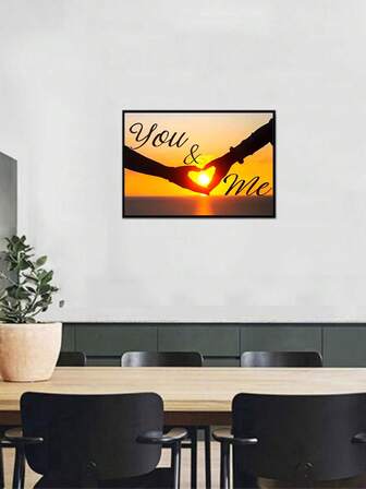 1pc DIY Diamond Painting - Couple Holding Hands With Heart, Home Decor, Full Drill, 40X30CM/50X40CM