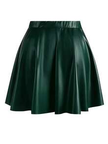 EARO Women's Metallic Pleated Mini Skirt - Dark Green - View 2