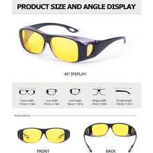 Night Vision Driving Glasses For Women Men, Fit Over Wrap Around Eyewear Glasses, Yellow Lens Anti-Glare - Multicolor - View 3