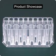 指甲刷收纳盒，小型透明亚克力材质，可收纳唇线笔、睫毛膏、眼线笔等美甲刷、唇线笔等，带26个隔层 - 透明 - 查看 10