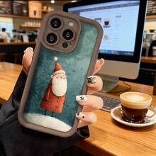 Funda de Teléfono Diseño de Santa Claus Navidad para iPhone 15 14 13 12 Pro Max y  Galaxy S24 S23 S22 S21 S20 Funda Protectora Regalo para Novio Novia Presente de Vacaciones - Negro - Ver 5