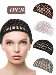 1pc Handmade Crochet Sleep Cap, Not A Hat, Women Hair Accessories Net Hairnet Cap Prescription Headgear Wig Cap Silk Bonnet Satin Bonnet - Multicolor - View 35