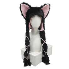 Women Fleece Hat Winter Warm Fox Ears Decor Soft Lightweight Beanie Earflap Hat For Daily And Cosplay Party - Black - View 6