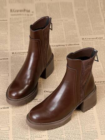 Zapatos de mujer con suela gruesa y tacón alto, estilo dulce para otoño/invierno. Botas cortas de invierno estilo británico 2025, botas populares europeas para primavera y otoño