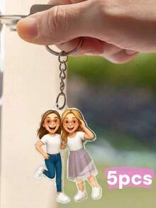 1pc/3pcs/5pcs Personalized 2D Cartoon Acrylic Keychain | Custom Couple Keychain | Photo Key Ring | Custom Emojipack Acrylic Keychain From Photo | Personalized Cartoon Style Keychain | Cute Family Keepsake Gift | Funny 2D Photo Key Ring For Kids, Friends, Mom, Dad | Ideal For Birthday, Christmas, Valentine's, Graduationy, Creative Decorative Accessories - Multicolor - View 13