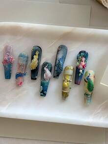 1pc Peacock Frame Leaf Pattern 3D Nail Art Mold, Transparent Silicone Nail Decoration Mold - Clear - View 6