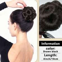 夹式接发，合成发髻，带9朵花苞，适合女性日常佩戴 - 黑色 - 查看 14