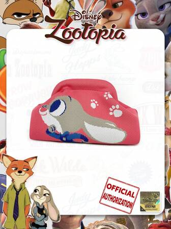 【迪士尼】朱迪·霍普斯卡通动物印花拉链收纳包，化妆品整理袋，日常收纳袋，适合收纳日常小物件，旅行，派对