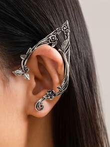 1 Pair Vintage Rose Fairy Clip-On Earrings, Lightweight And Ethereal, Perfect For Parties, Cosplay, Daily Wear, And Fairy-Themed Outfits, Ideal For Party Accessories, Bridal Wedding Earrings, Handmade, Also An Ideal Holiday Gift - Multicolor - View 3