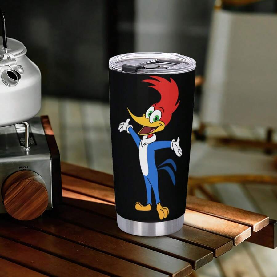 Woody Woodpecker 20oz Stainless Steel Insulated Tumbler 304 Leakproof Lid, Wide Mouth Easy Clean, Tapered Grip Fits Cup Holders Hot/Cold Travel Mug For Coffee Water, Office Home Car Gifts - 軍綠色 - 查看 1