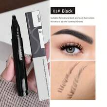1pc 4D Liquid Eyebrow Pencil With Multi-Prong Tip, Smudge-Proof, Long-Lasting, Quick Drying, Available In Dark Brown, Ash Brown, Black, Light Brown - Multicolor - View 6