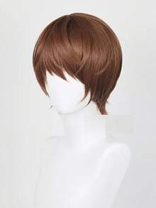 Brown Short Straight Wig For Men, Cosplay Nightmoon God, Realistic Synthetic Hair, Versatile For Anime, Daily Wear, European And American Fashion Wigs