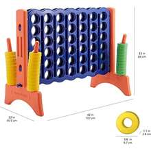 Basics Juego gigante junior sin de plástico premium, 4 en línea para niños y adultos con bolsa de transporte, para regalar, variedad de colores, azul, amarillo, rojo, verde, grande(default) - Multicolor - Ver 6
