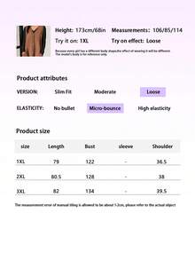 Plus Size Autumn/Winter Loose Fashion Casual Solid Color V-Neck Single Button Pocket Design Mid-Length Cardigan Sweater Vest - Brown - View 4