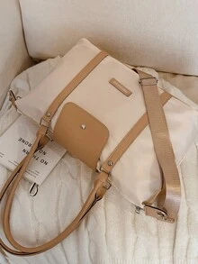 Túi Tote cỡ lớn tối giản dành cho nữ, Túi xách tay dung tích lớn nhẹ cao cấp mới, Túi đeo vai - Màu Khaki - Xem 10