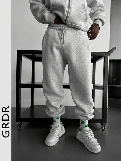  GRDR Erkek Günlük Sokak Giyim Düz Renk Büzgülü Bel Eşofman Altı