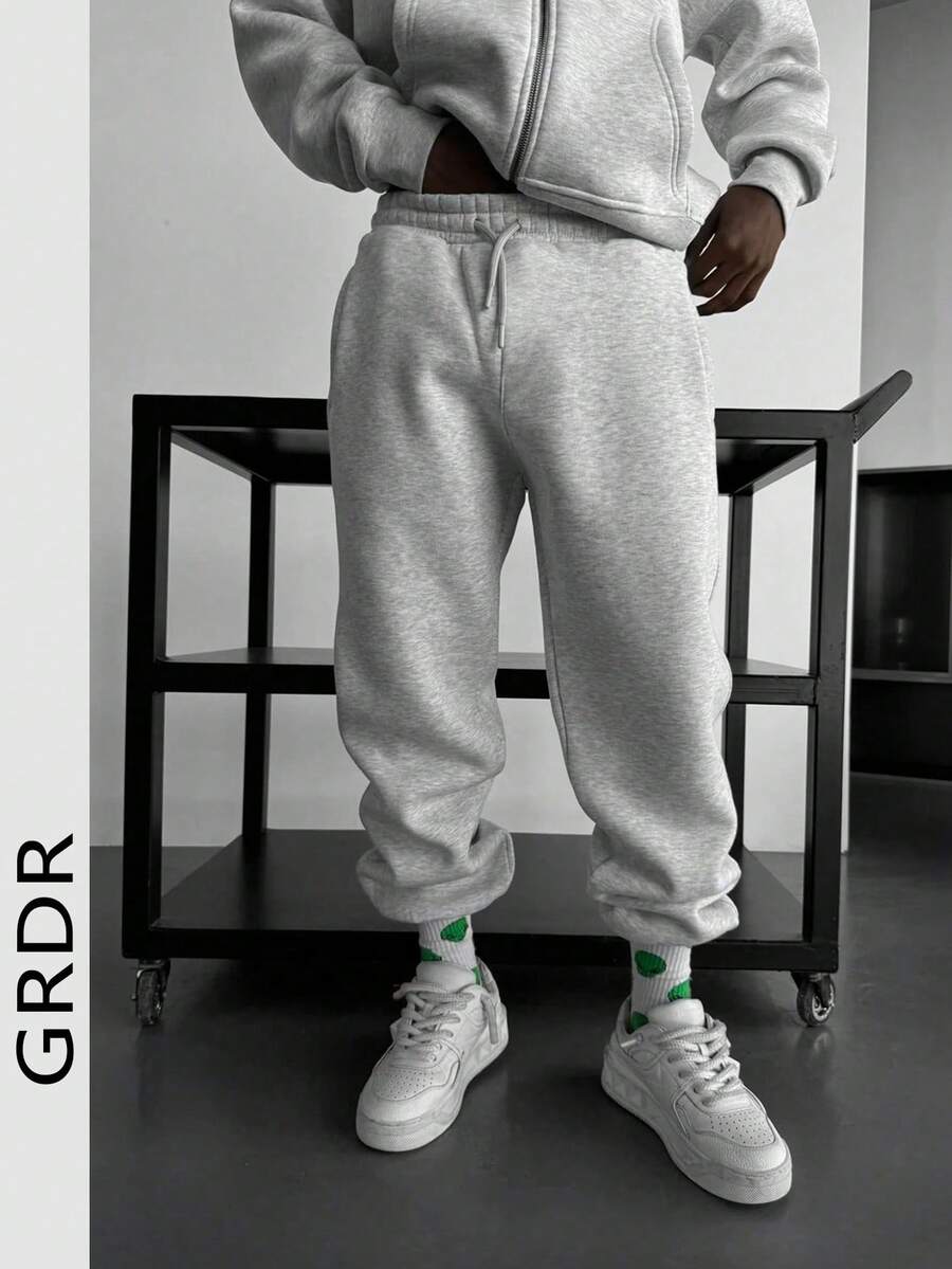 GRDR 男士休闲街头纯色抽绳腰带运动裤