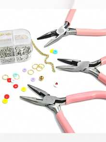 一套珠宝制作钳，包括尖嘴钳/斜口钳/圆嘴钳，用于珠宝制作、绕线、串珠工艺、手工珠宝制作、DIY绕线和串珠组合工具 - 彩色 - 查看 12