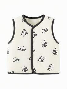 mini bala Quilted Cotton Baby Vest Soft Skin-Friendly Printed Home Wear Autumn Winter - White Grey Tone - View 4