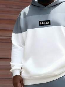 Blue Striped Ombre Plus Size Men's Pullover Sweatshirt Set, Spring/Autumn Sports 2-Piece Outfit Fashionable Light Color Contrast Print Pullover Pullover Sweatshirt Set - Multicolor - View 8