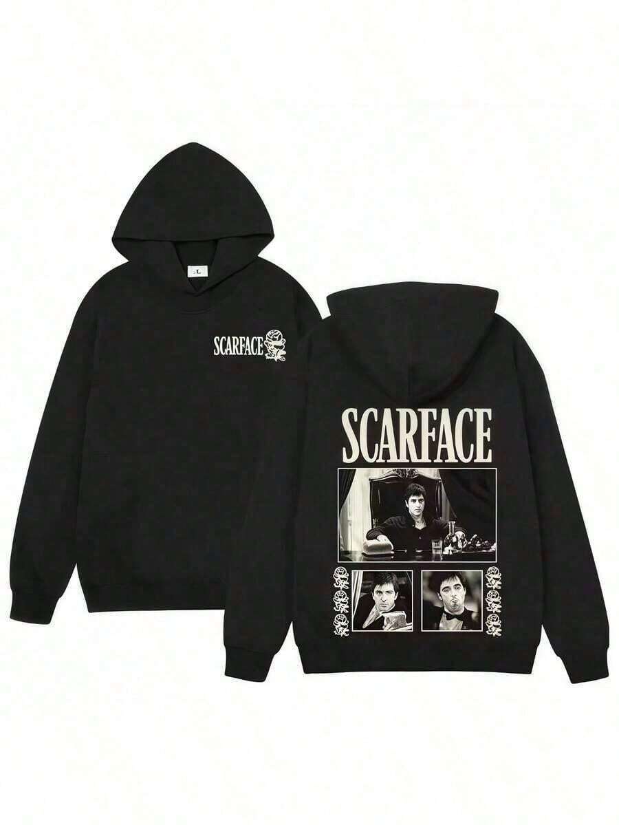2026Classic Gangsters Movie Scarfaces Puls Tony Montana Al Pacino Graphic Hoodies Mens Women Clothing Cozy Oversized SweatshirtsLoose And Comfortable-Celebraciones Navideñas Hoodies For Men Black Hoodie For Women Men's Hoodie - Black 2 - View 1