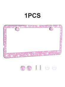1pc/2pcs Shiny Rhinestone License Plate Frame - Sparkling Crystal Inlaid Stainless Steel Frame With Sequin Screw Caps | Long-Lasting Shine, Unobstructed Design | Fashionable Diamond Car Accessory, Suitable For Men And Women - Style a - View 13