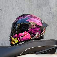 男女通用全盔摩托车头盔，ABS外壳，双镜片系统，快拆扣 - 全脸防护罩提供最大程度的保护，通风系统有效散热，双镜片防眩光，男女皆宜