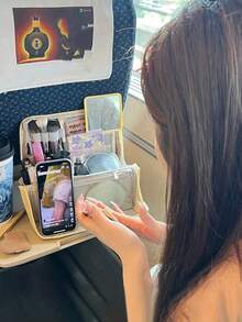 大容量立式化妆包 - 多隔层旅行化妆品收纳包，布质和网状口袋，便携式桌面护肤和化妆工具收纳包（米色/黑色），一次性化妆包/结实拉链换装包，化妆包，香草色，化妆包，收纳包，化妆包，洗漱包，桌面收纳包，舒欣化妆包，大开口立式大容量化妆品收纳包，办公桌面收纳包/笔袋化妆包化妆袋化妆包洗漱包旅行必备邮轮必备度假必备男女通用