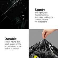 1 Black Cat Eye Flannel Blanket - Soft And Comfortable All-Season Luxury Bedspread With A Glossy Black And Gold Tabby Cat Print. Lightweight And Warm, Suitable For Sofas, Beds, And Travel. The - 白色 - 查看 7