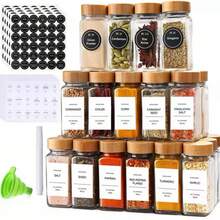 24pcs Spice Jars With Label Pack (24x Bamboo Lid Glass Jar). Small 5oz Spice Storage Bottles. - 24pcs - 查看 9