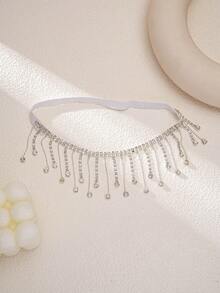 1件流苏腿链，性感弹力大腿吊袜带，魅力派对配饰 - 銀色 - 查看 2