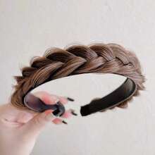 1pc Women's Elegant And Fashionable Fishbone Braided Headband, Simple Non-Slip Solid Color Hair Accessory, Ideal Choice For Parties And Festive Vacations In Spring And Summer, Wig Accessories - Multicolor - View 3